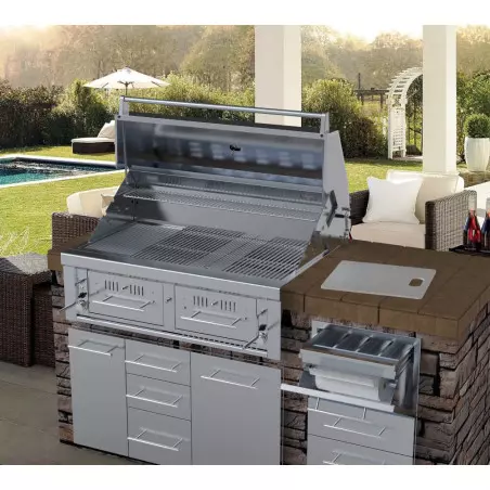 Barbecue Encastrable Hybride Charbon De Bois & Gaz 42" - 106cm - SUNSTONE 1 Barbecue Encastrable Hybride Charbon De Bois & Gaz 42" - 106cm - SUNSTONE